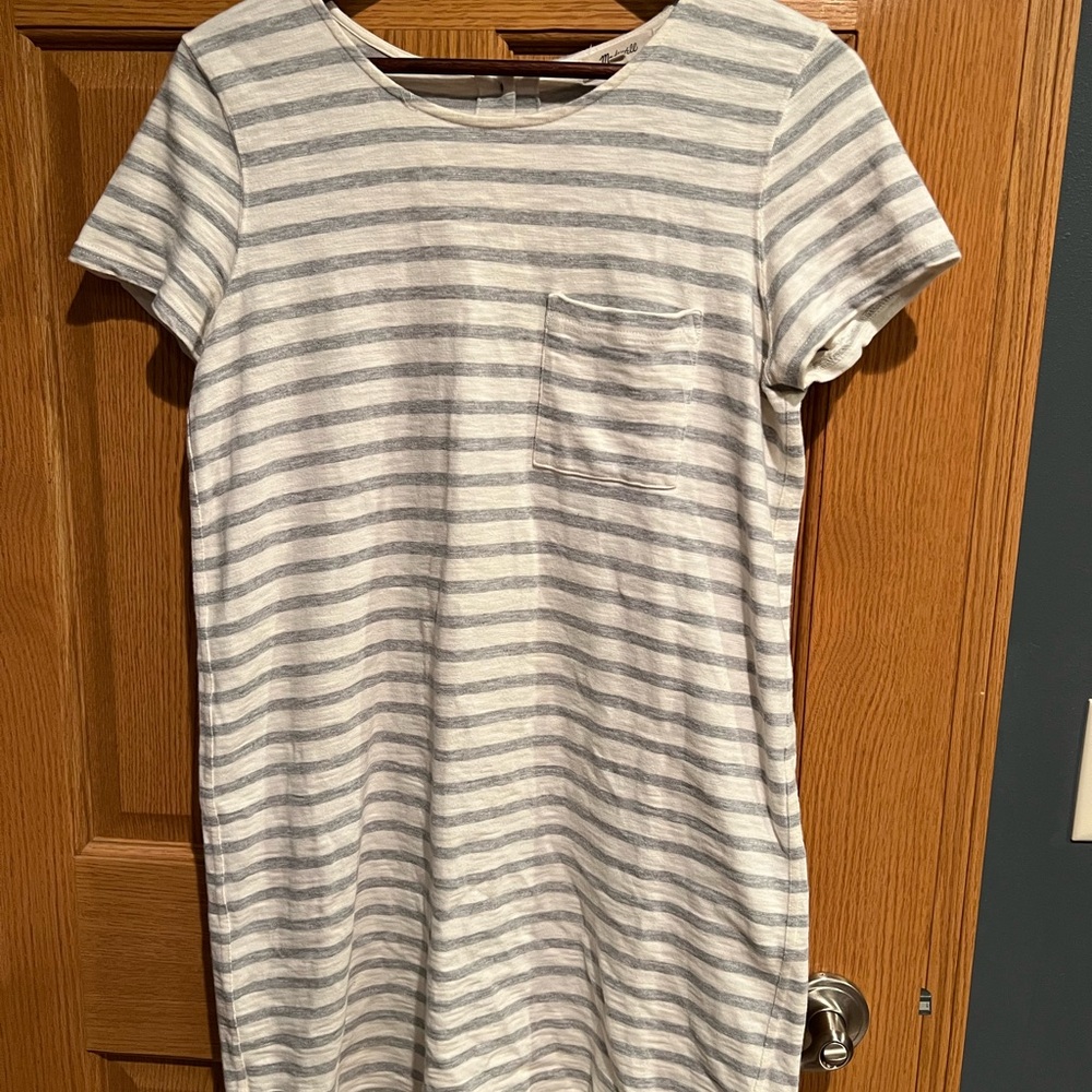 Striped Gray and White Madewell Dress 100% Cotton